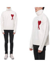 Intarsia Heart Logo Turtleneck White - AMI - BALAAN 3