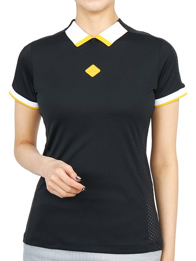 Women's KOURTNEY Polo Short Sleeve T-Shirt Black - J.LINDEBERG - BALAAN 6