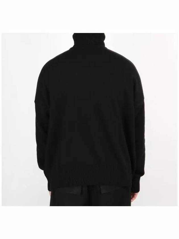 Oversized Fit Cashmere Wool Turtleneck Black - AMI - BALAAN 5