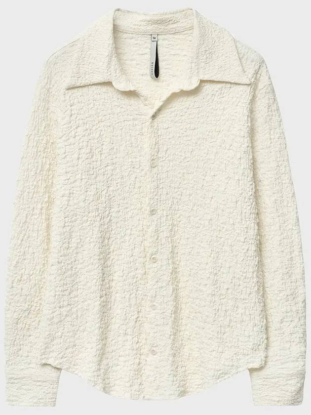 Cotton Embossed Loose Fit Shirt Ivory - NOIRER FOR WOMEN - BALAAN 4