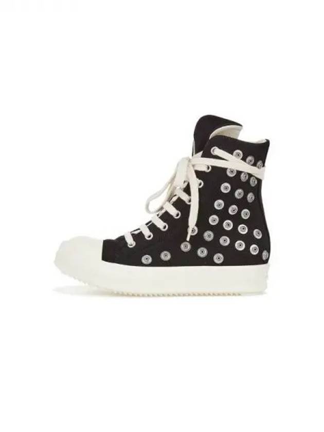 WOMEN DRKSHDW Studded Canvas High Top Sneakers Black 270339 - RICK OWENS - BALAAN 1