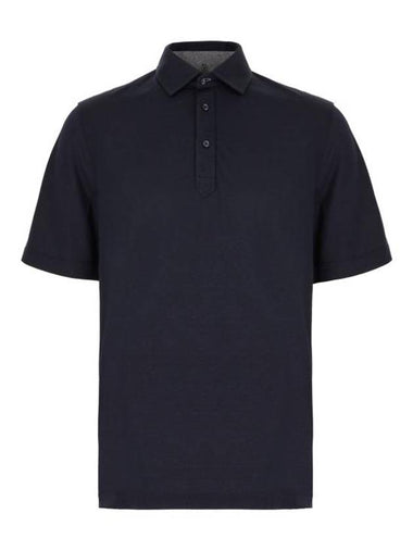 Short Sleeve Polo Shirt Navy - BRUNELLO CUCINELLI - BALAAN 1