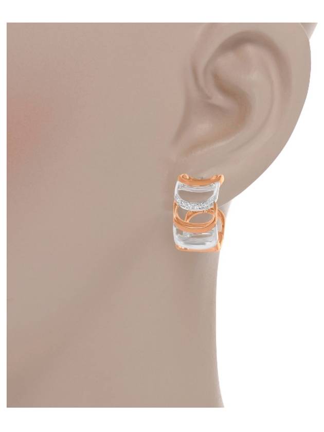 Cima 18kt white and rose gold diamond Huggie earrings - DAMIANI - BALAAN 3