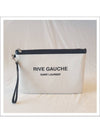 Rive Gauche Strap Canvas Clutch Bag White - SAINT LAURENT - BALAAN 2