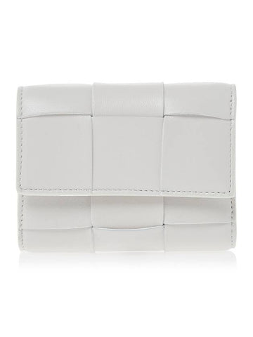 Intrecciato Tri-Fold Halfwallet Chalk - BOTTEGA VENETA - BALAAN.