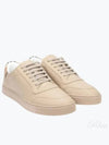 Men's Checked Cotton Leather Low Top Sneakers Beige - BURBERRY - BALAAN 2