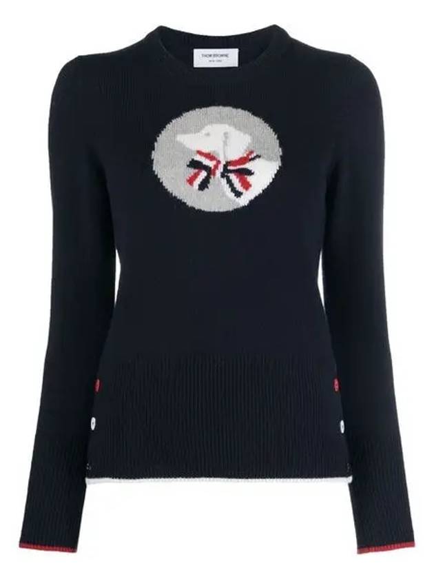 Hector Bow Virgin Wool Knit Top Navy - THOM BROWNE - BALAAN 2