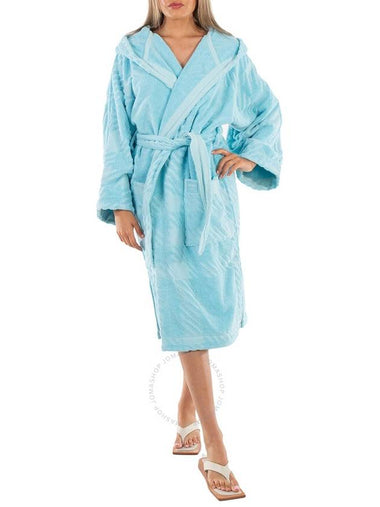 Burberry Check-Pattern Cotton Robe Bright Blue Topaz, Size Medium - BURBERRY - BALAAN 1