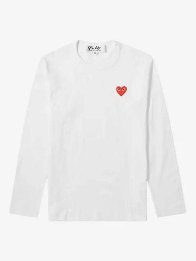 Red Heart Wappen Long Sleeve T-Shirt White - COMME DES GARCONS - BALAAN 2