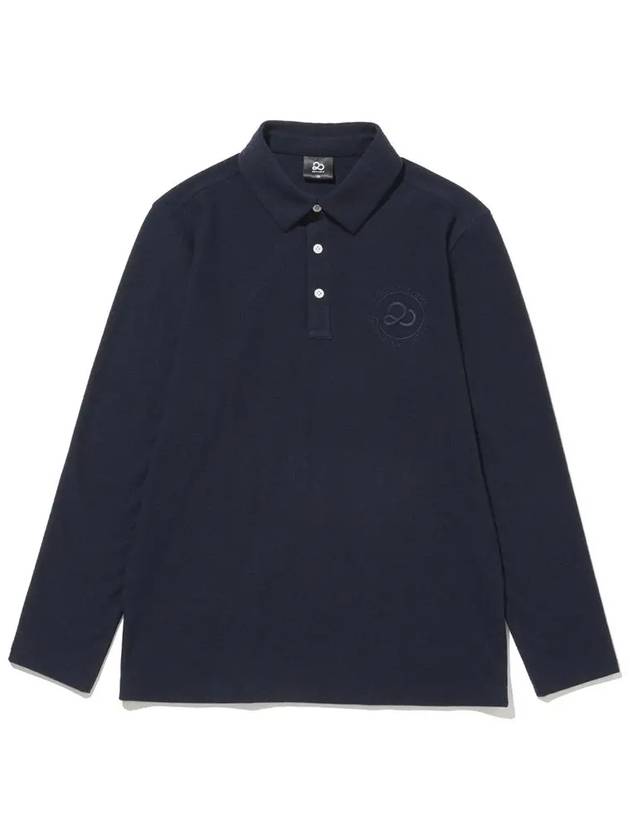 Men s Logo Embroidered Classic Long Sleeve Polo T Shirt NAVY - 20THHOLE - BALAAN 10