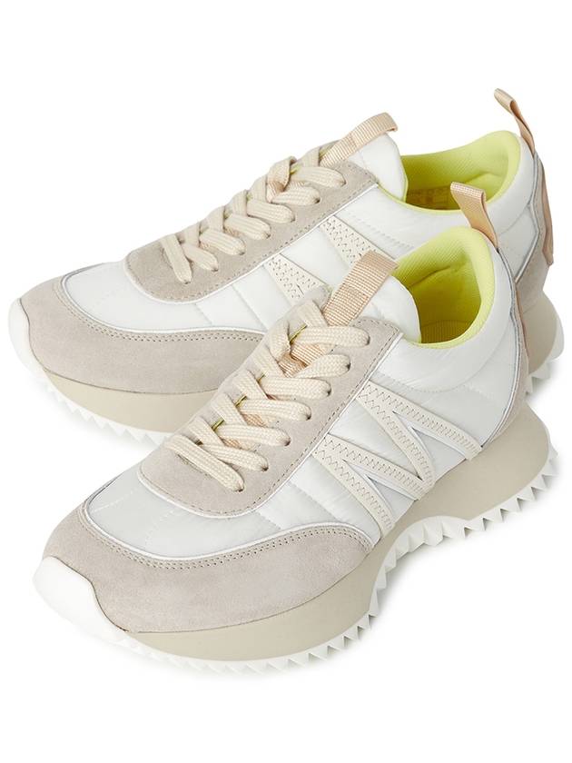 Women's Pacey Nylon Suede Leather Low Top Sneakers White Beige - MONCLER - BALAAN 2