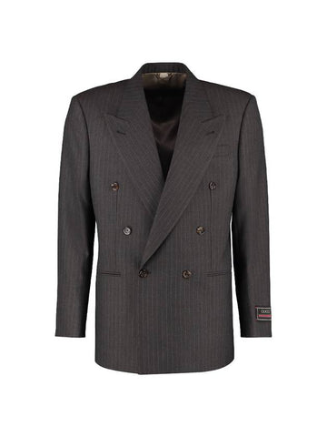 Wool Blazer Double Coat Brown - GUCCI - BALAAN 1