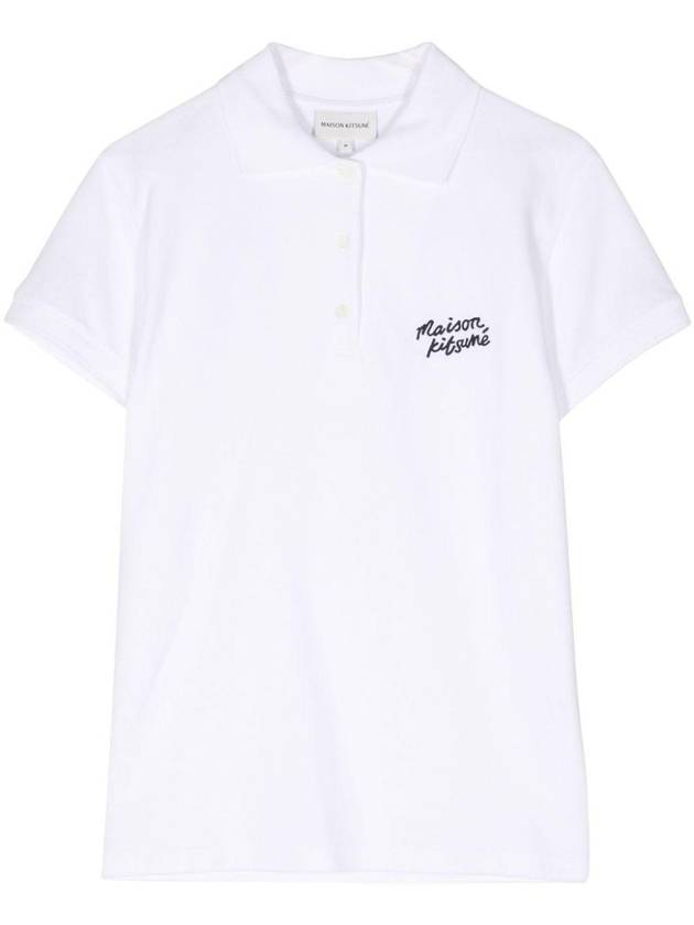 Handwriting Regular Fit Cotton Polo Shirt White - MAISON KITSUNE - BALAAN 2