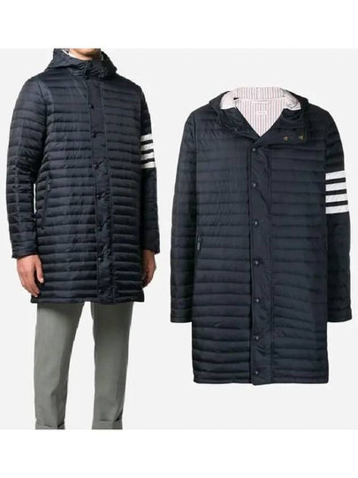 Men's 4 Bar Hooded Padding Navy - THOM BROWNE - BALAAN 2