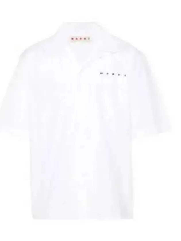 Logo Poplin Bowling Short Sleeve Shirt White - MARNI - BALAAN 2