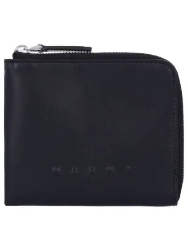 Logo Zip Around Wallet Black - MARNI - BALAAN 1