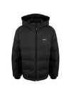 Men's Embroidered Logo Nylon Hooded Jacket Black - BURBERRY - BALAAN.