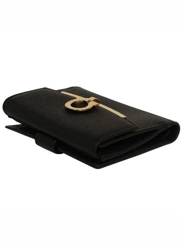 Gancini Leather Half Wallet Black - SALVATORE FERRAGAMO - BALAAN 4