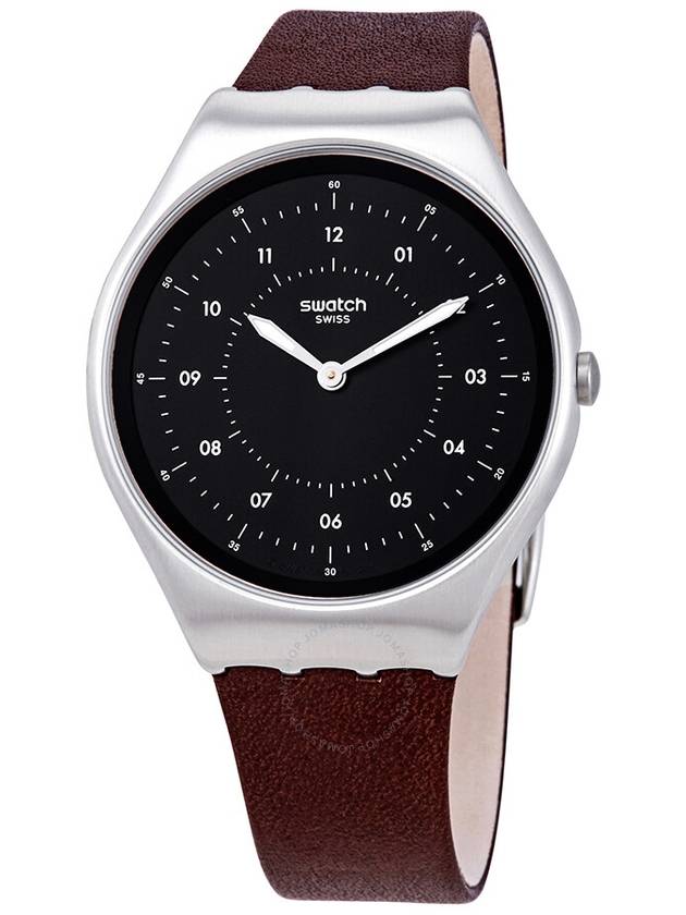 Swatch Skinbrushed Black Dial Brown Leather Men's Watch SYXS102 - SWATCH - BALAAN 1