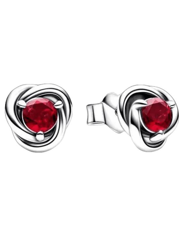 Eternity Circle Stud Earrings Red Silver - PANDORA - BALAAN 1