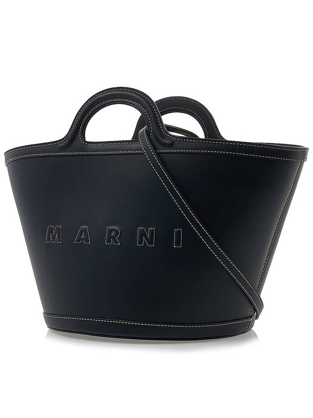 Tropicalia Small Leather Tote Bag Black - MARNI - BALAAN 3