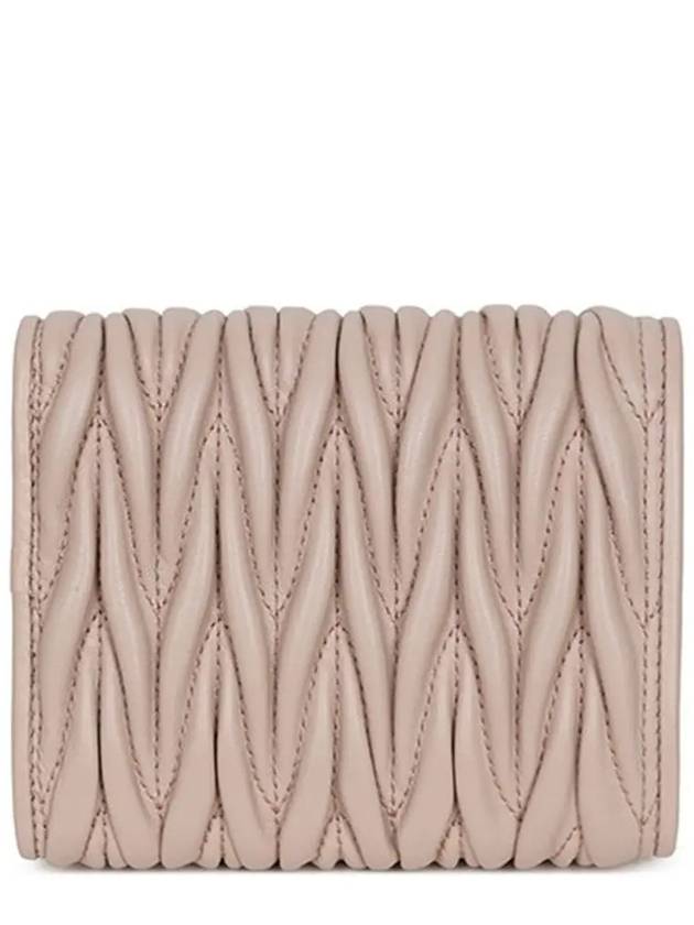 Matelasse Logo Nappa Leather Half Wallet Powder Pink - MIU MIU - BALAAN 3