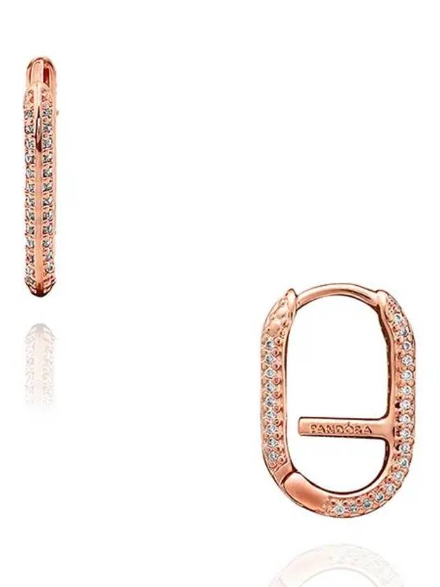 ME Pave Link Rose Gold Single Earring Rose Gold - PANDORA - BALAAN 5