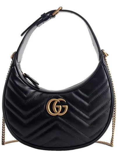 GG Marmont Half Moon Mini Bag Black - GUCCI - BALAAN 2