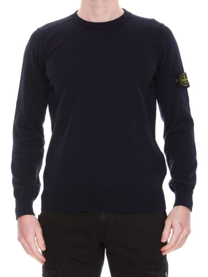 Wappen Patch Crew Neck Soft Cotton Knit Top Navy - STONE ISLAND - BALAAN 2