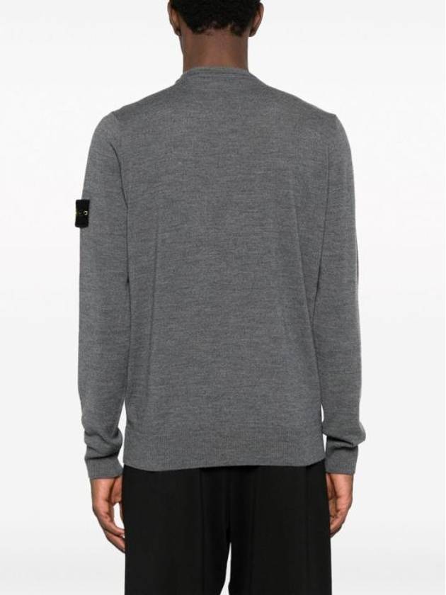 Regular Fit Crew Neck Wool Knit Top Grey - STONE ISLAND - BALAAN 5