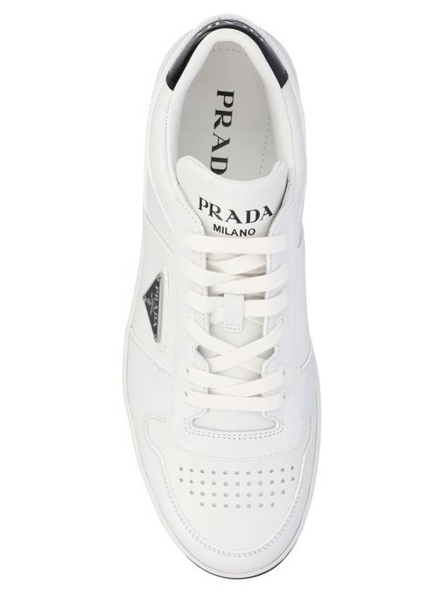 Downtown Triagle Logo Leather Low Top Sneakers White - PRADA - BALAAN 5