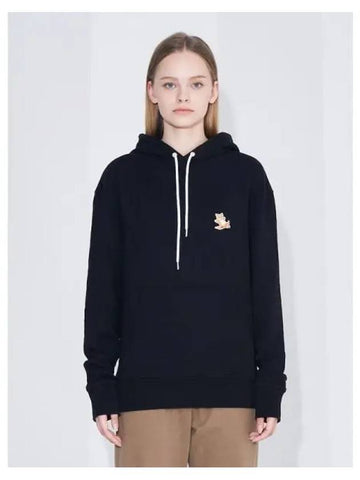 Unisex Chillex Fox Patch Classic Hooded Sweatshirt Hoodie Black Domestic Product - MAISON KITSUNE - BALAAN 1