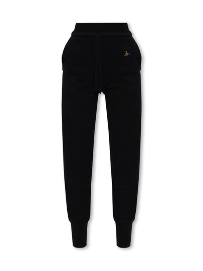 Embroidered Logo Knit Track Pants Black - VIVIENNE WESTWOOD - BALAAN 2