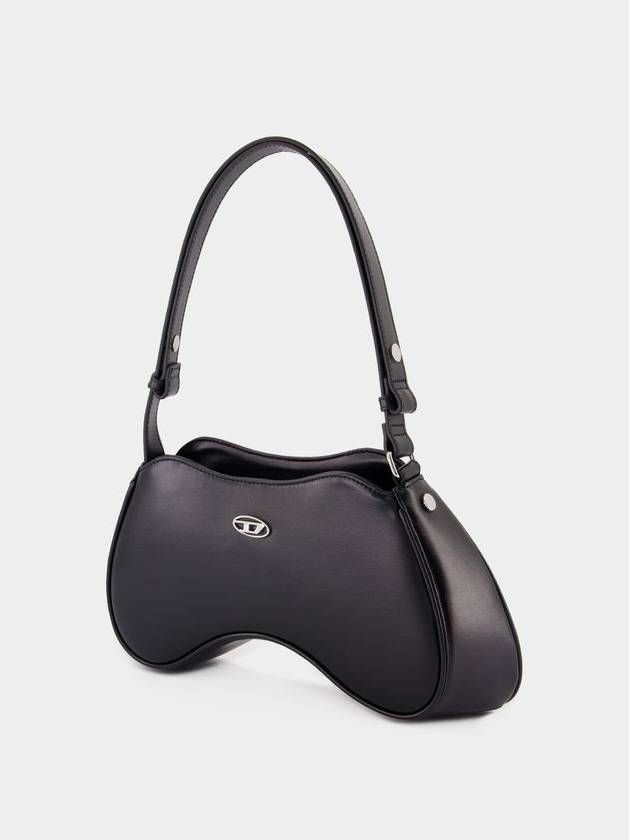 Play Semi Gloss Leather Shoulder Bag Black - DIESEL - BALAAN 3