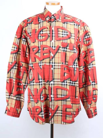 Graffiti Check Shirt M - BURBERRY - BALAAN 1