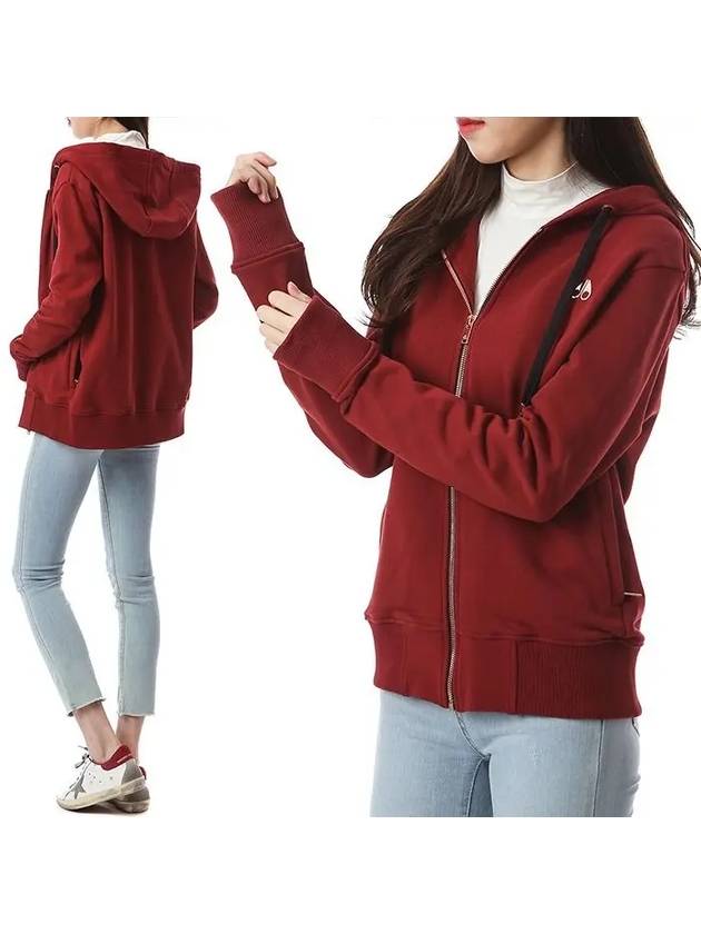 Women's Sparrow Logo Zip Up Hoodie Red - MOOSE KNUCKLES - BALAAN 2