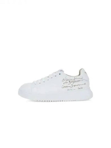 Women s Lettering Print Leather Sneakers White 270163 - EMPORIO ARMANI - BALAAN 1