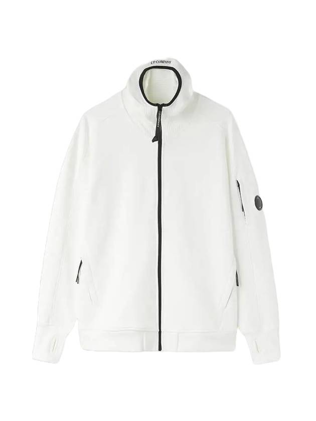 Lens Wappen Soft Neck Zip Up Hoodie White - CP COMPANY - BALAAN 1