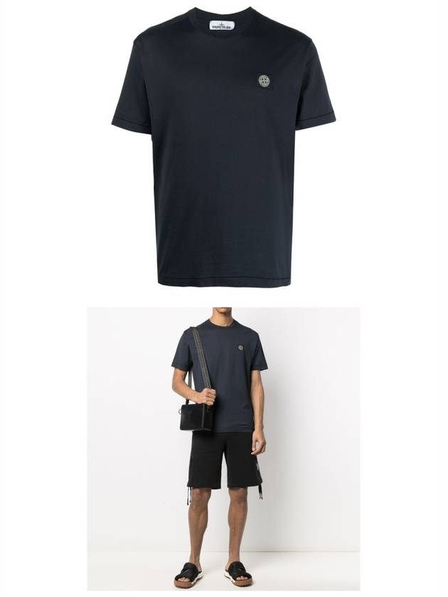 Logo Patch Short Sleeve T-Shirt Navy - STONE ISLAND - BALAAN 5