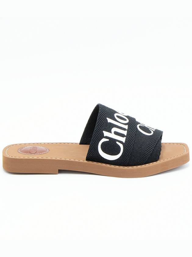 Woody Logo Flat Mule Slippers Black - CHLOE - BALAAN 2