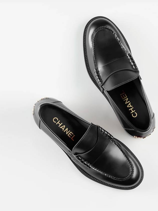 Bag Logo Moccasin Leather Loafer Black - CHANEL - BALAAN.