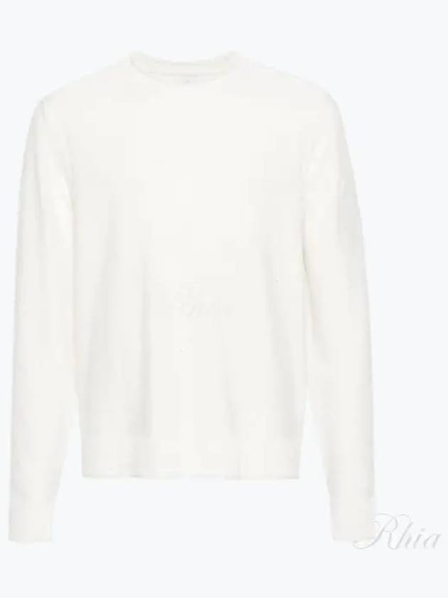 Compass Embroidered Crew Neck Organic Cotton Knit Top White - STONE ISLAND - BALAAN 2