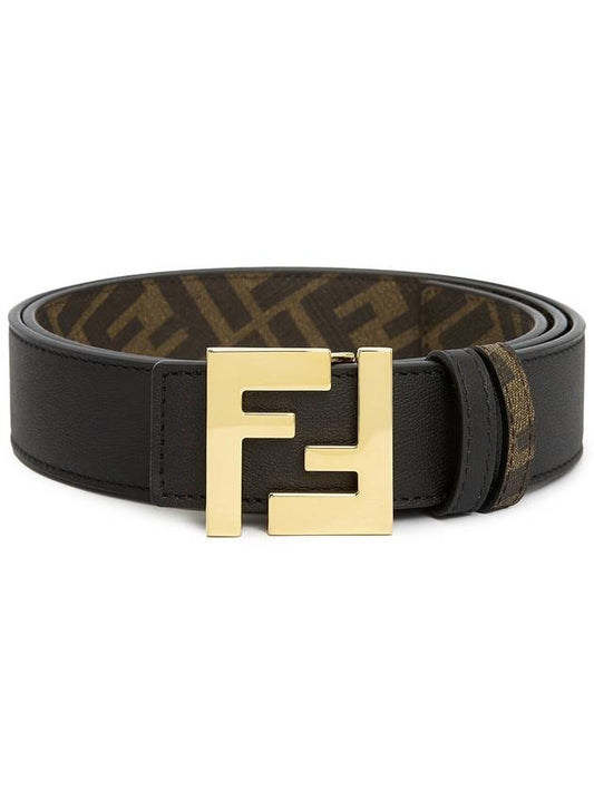 FF Buckle Pattern Reversible Leather Belt Black - FENDI - BALAAN 2