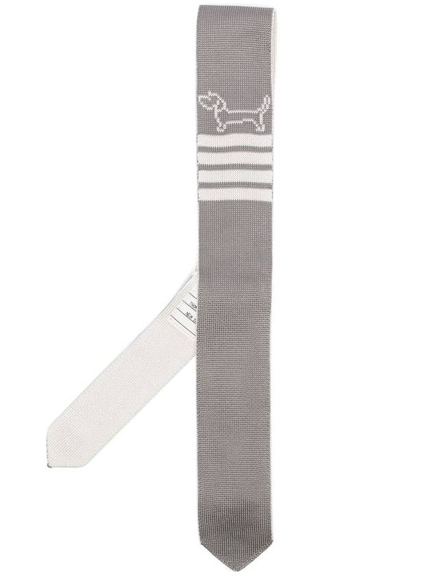 Hector Icon 4 Bar Silk Knit Tie Light Grey - THOM BROWNE - BALAAN 2