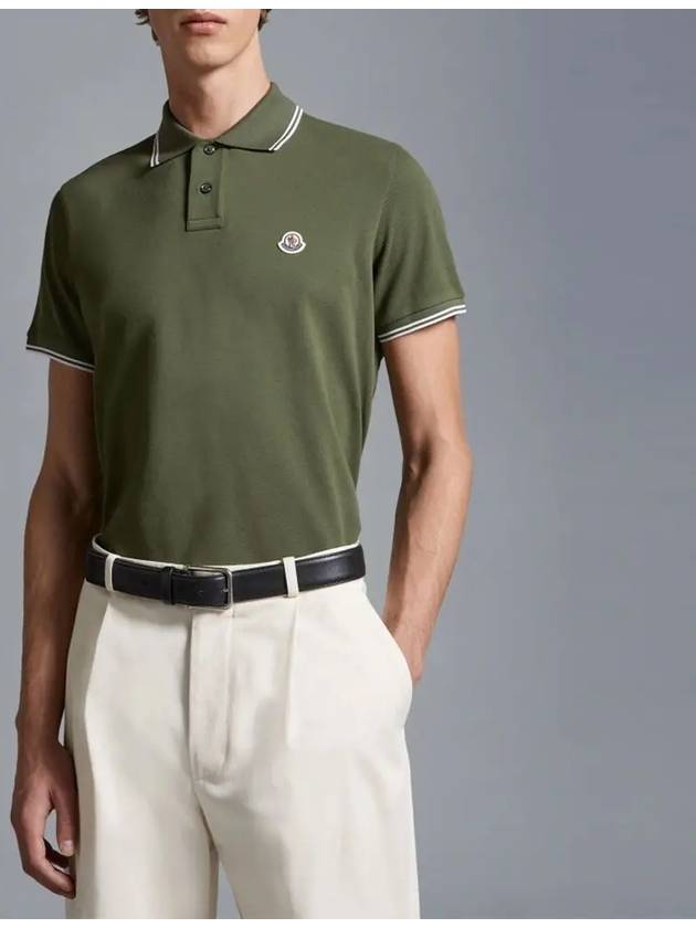 Logo Patch Cotton Polo Shirt Green - MONCLER - BALAAN 7