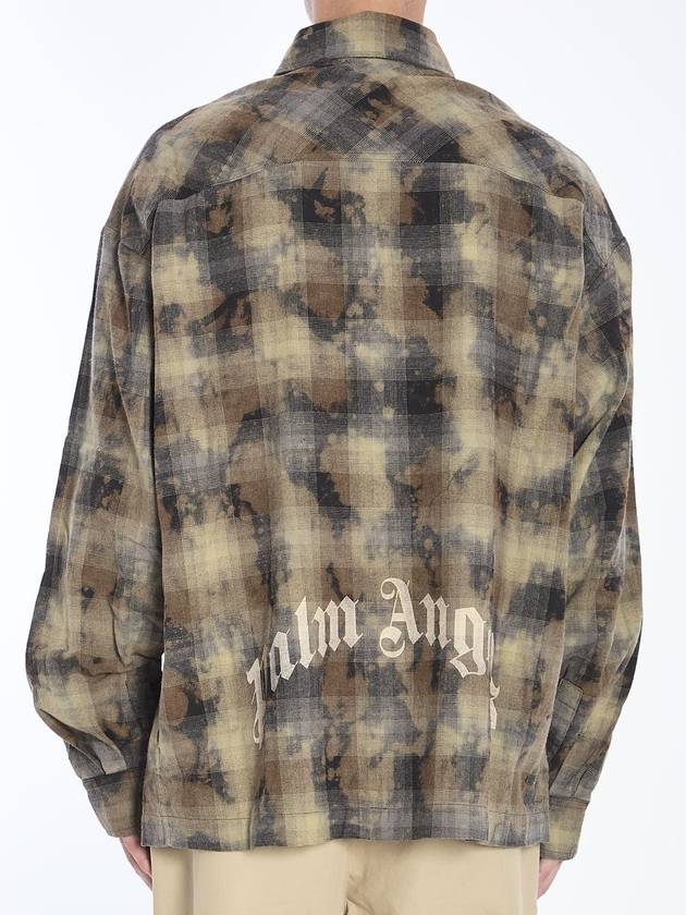 Palm Angels Curved Logo Check Long Sleeve Shirt Gray - PALM ANGELS - BALAAN 5