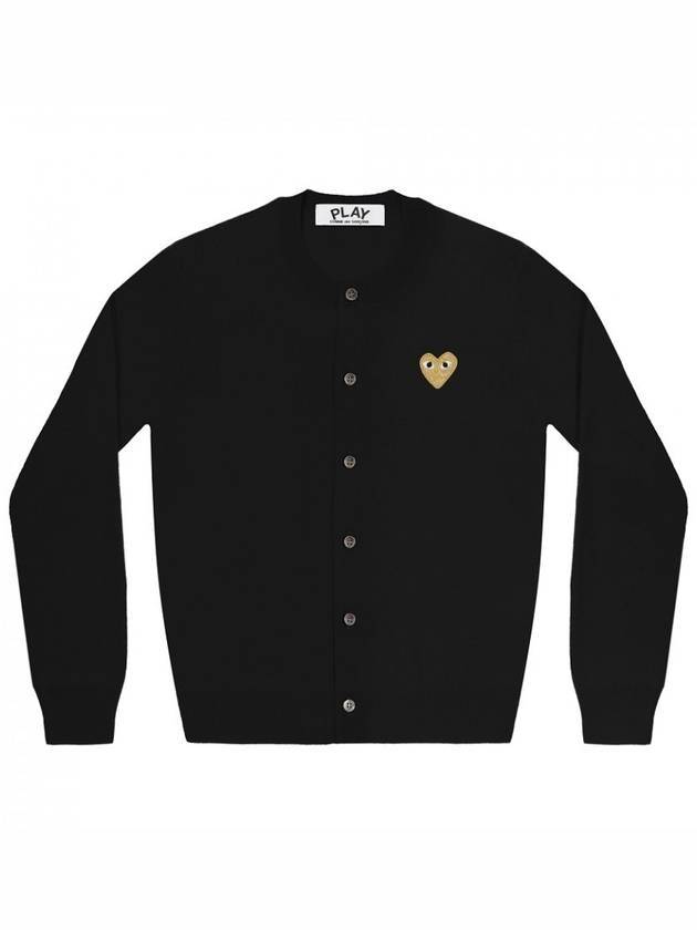 Comme des Gar ons Gold Wappen Wool Round Neck Cardigan Black - COMME DES GARCONS PLAY - BALAAN 1