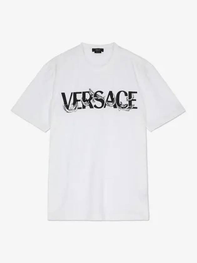 Men's Barocco Silhouette Logo Short Sleeve T-Shirt White - VERSACE - BALAAN 2