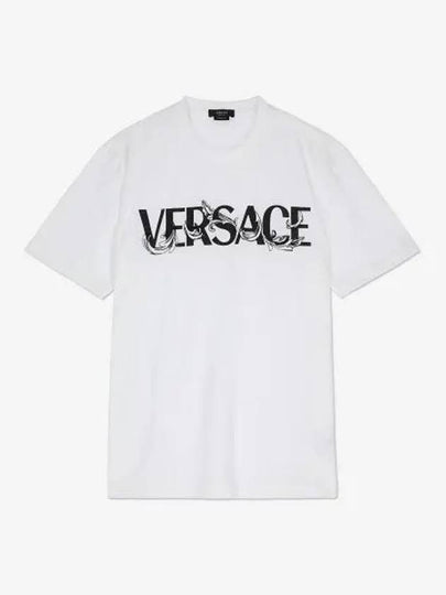 Men's Barocco Silhouette Logo Short Sleeve T-Shirt White - VERSACE - BALAAN 2