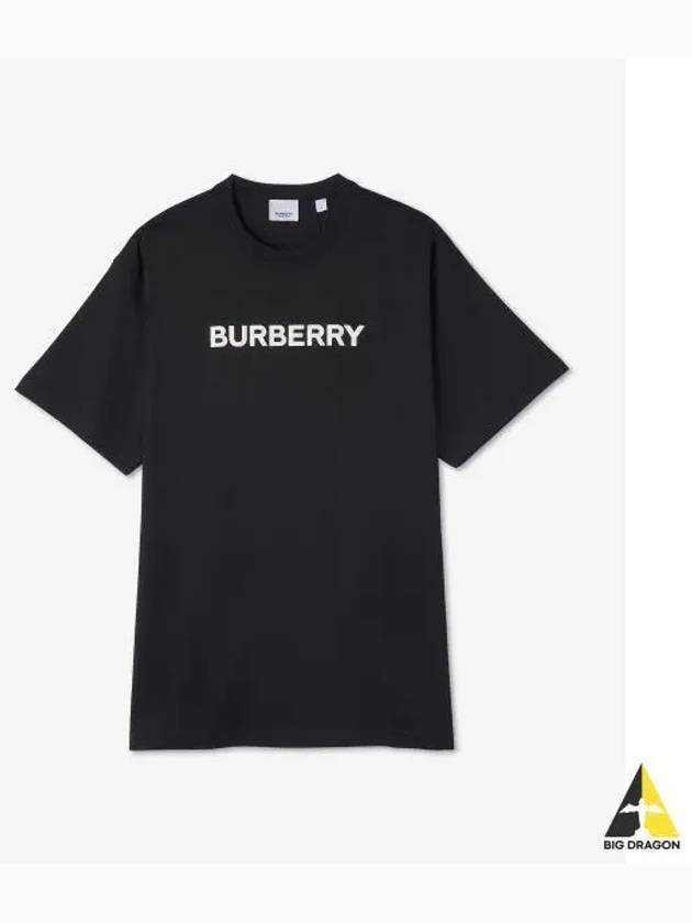 Logo Print Cotton Oversized Short Sleeve T-Shirt Black - BURBERRY - BALAAN 2